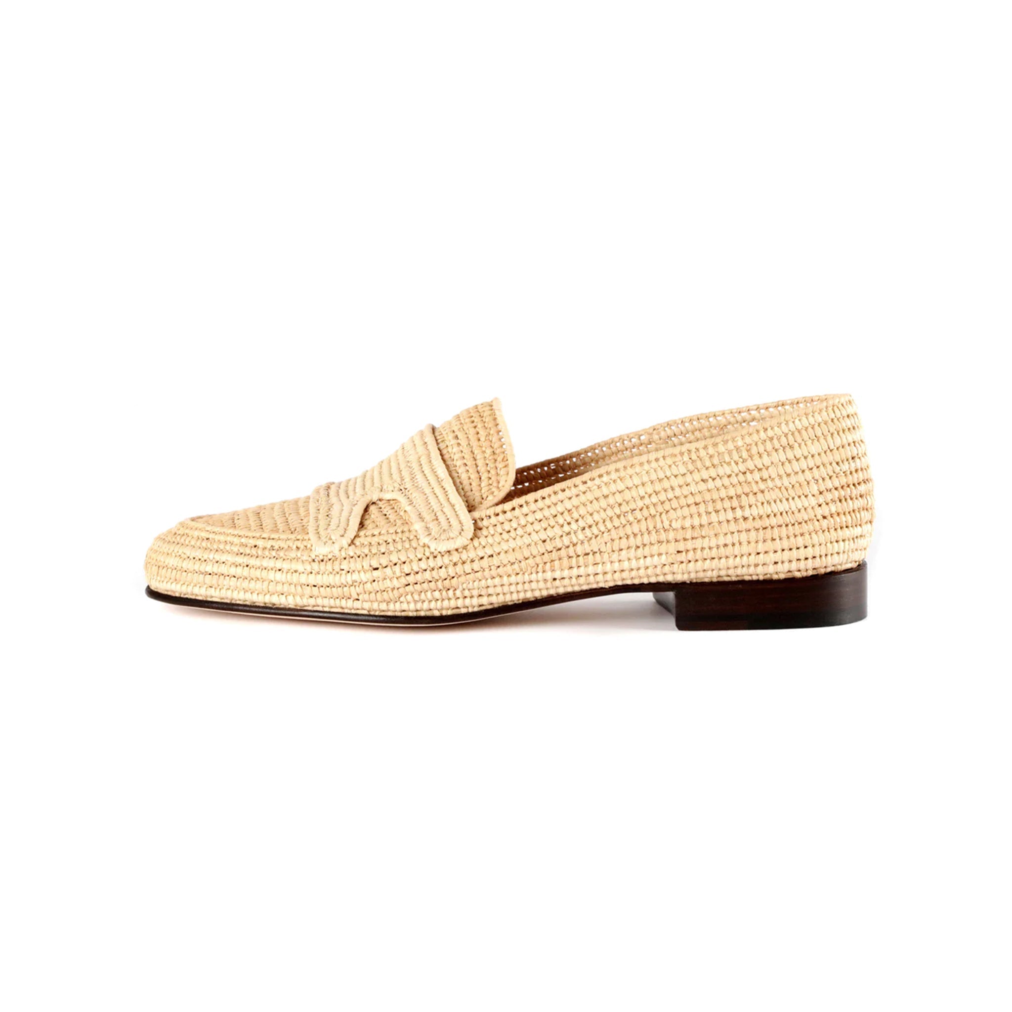 Raffia Pure Leather Loafers