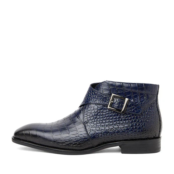 Coffee Brown Croco Leather Boots