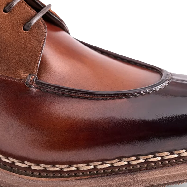 Derby High Ankle Shiny Suede Leather Boots