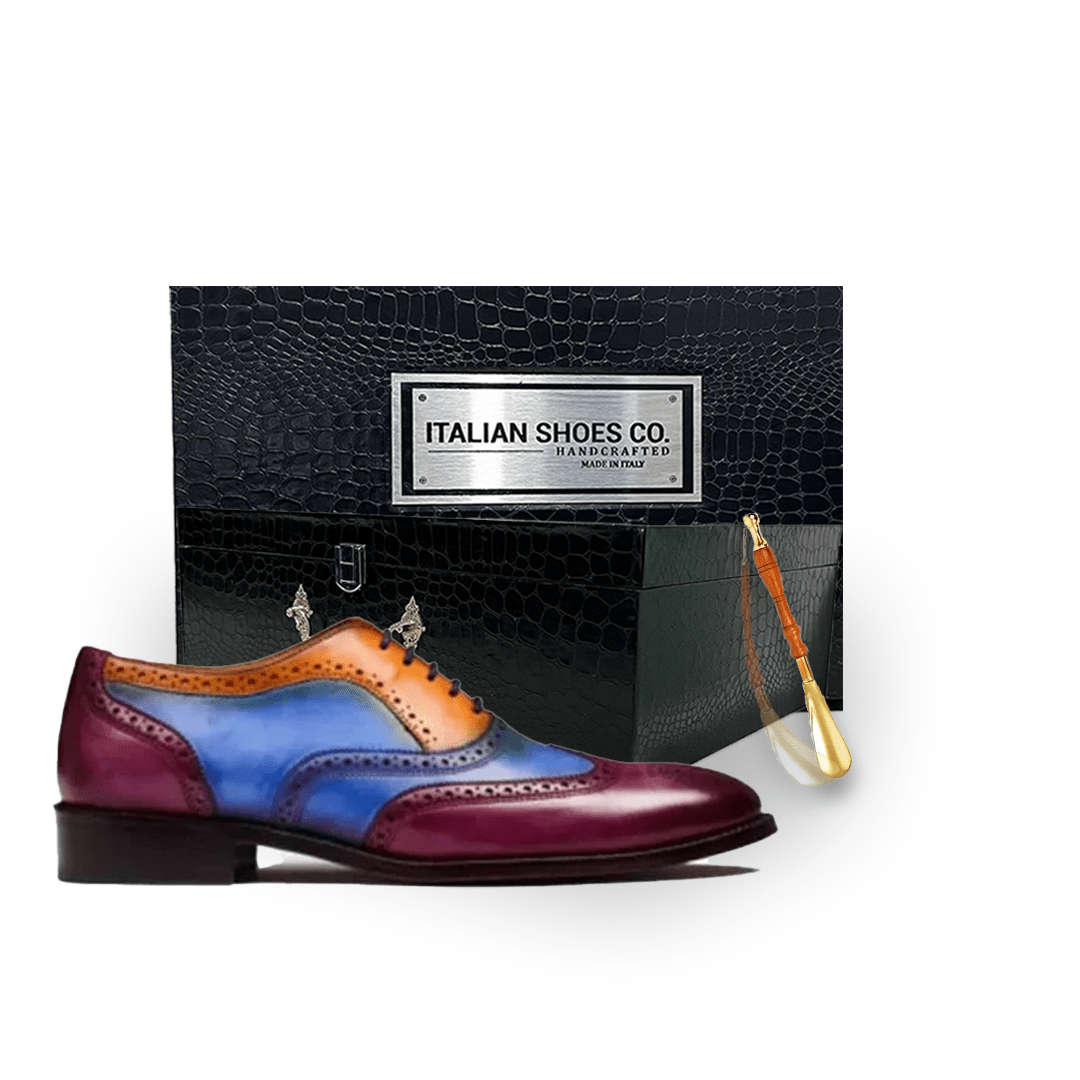 Wingtip Oxford Patina Italian Leather Shoes