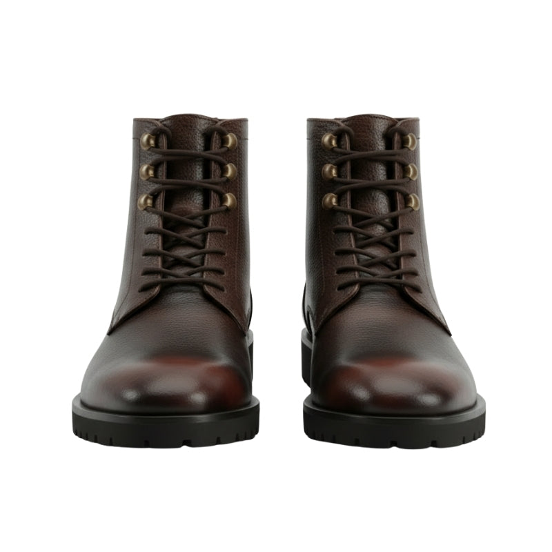 Rugged Ember Leather Combat Boots