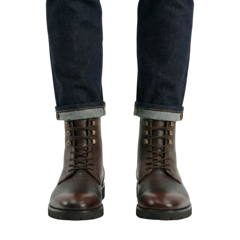 Rugged Ember Leather Combat Boots