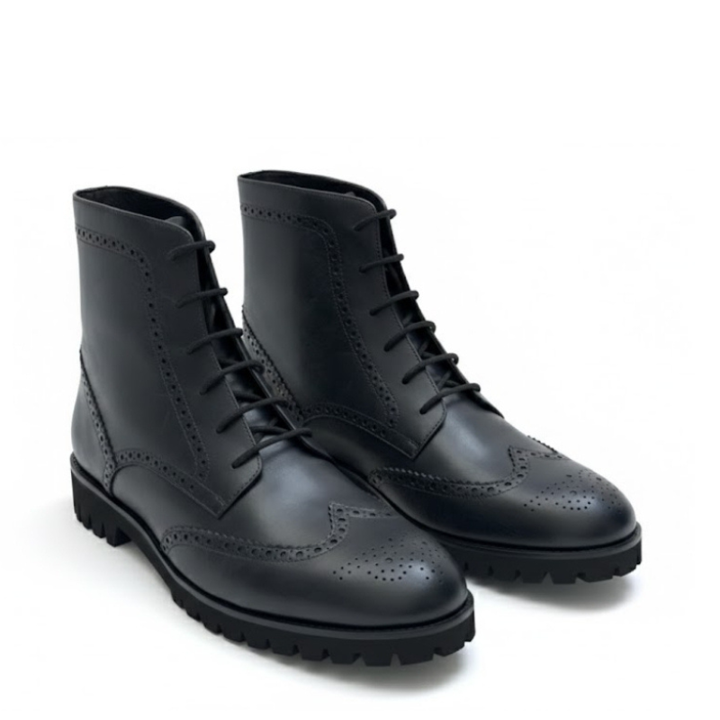Wingtip Brogue Lug Lace High Ankle Boots