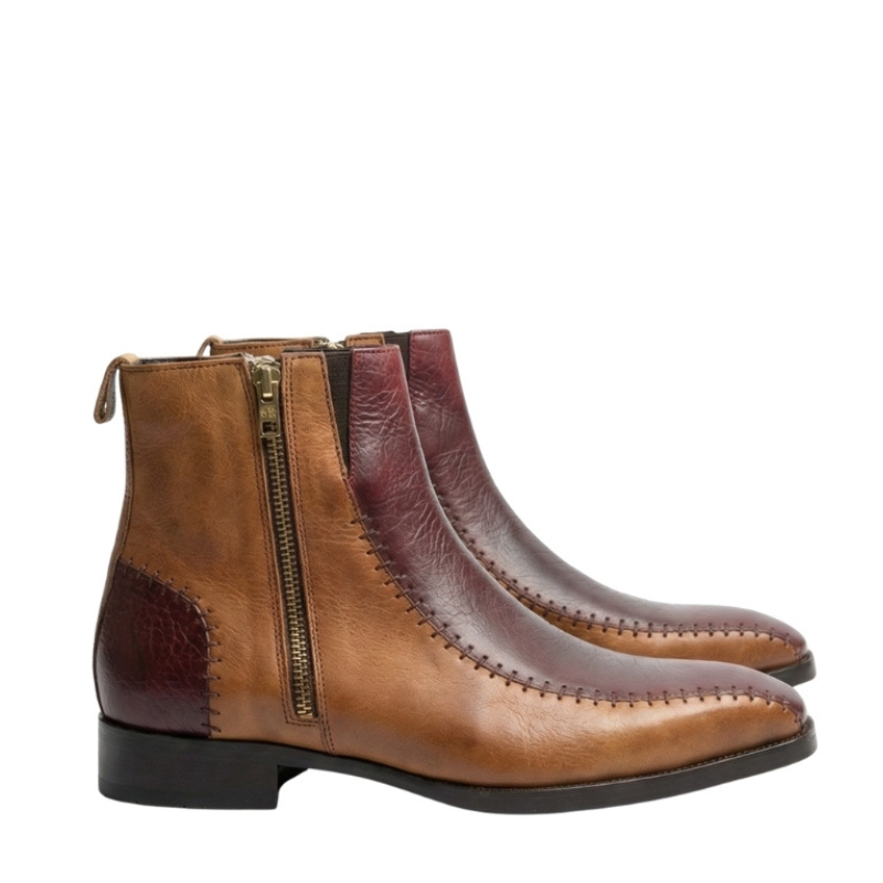Vintage Ember Dual Tone Zipper Boots