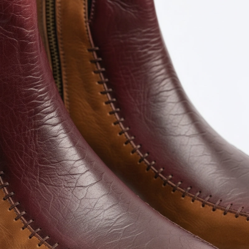 Vintage Ember Dual Tone Zipper Boots