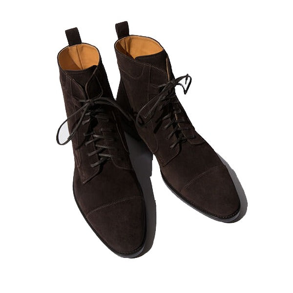 Derby Color Suede Leather High Ankle Boots