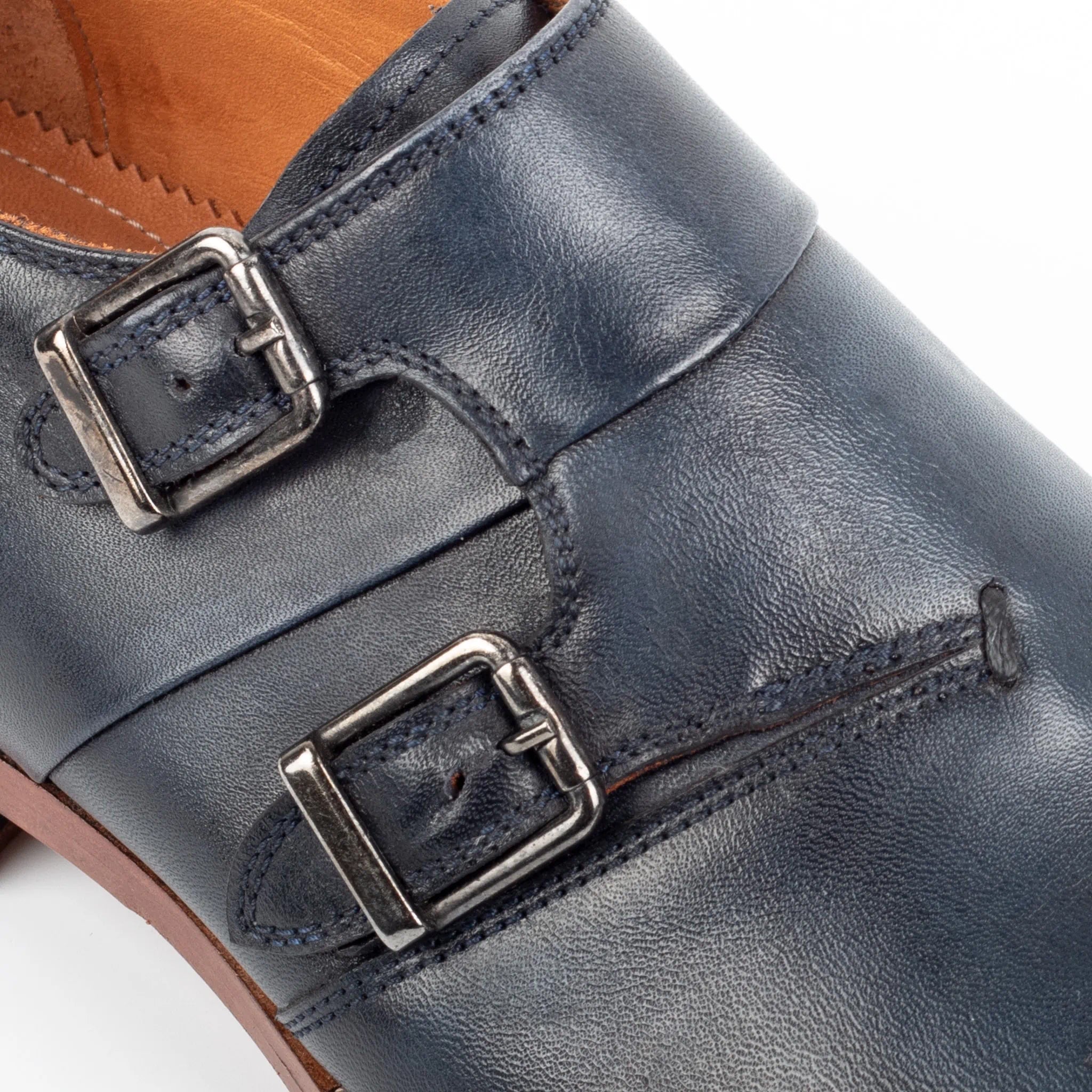 Midnight Genuine Leather Double Monk Strap Men's Shoes