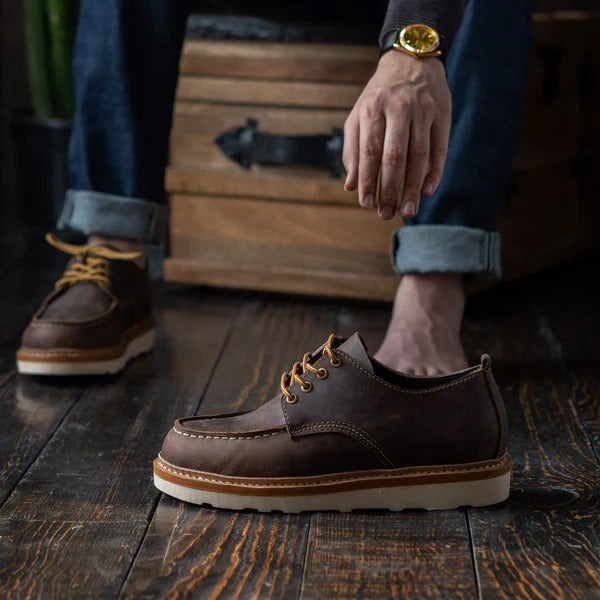 Moc toe Lace up Brown Shoes