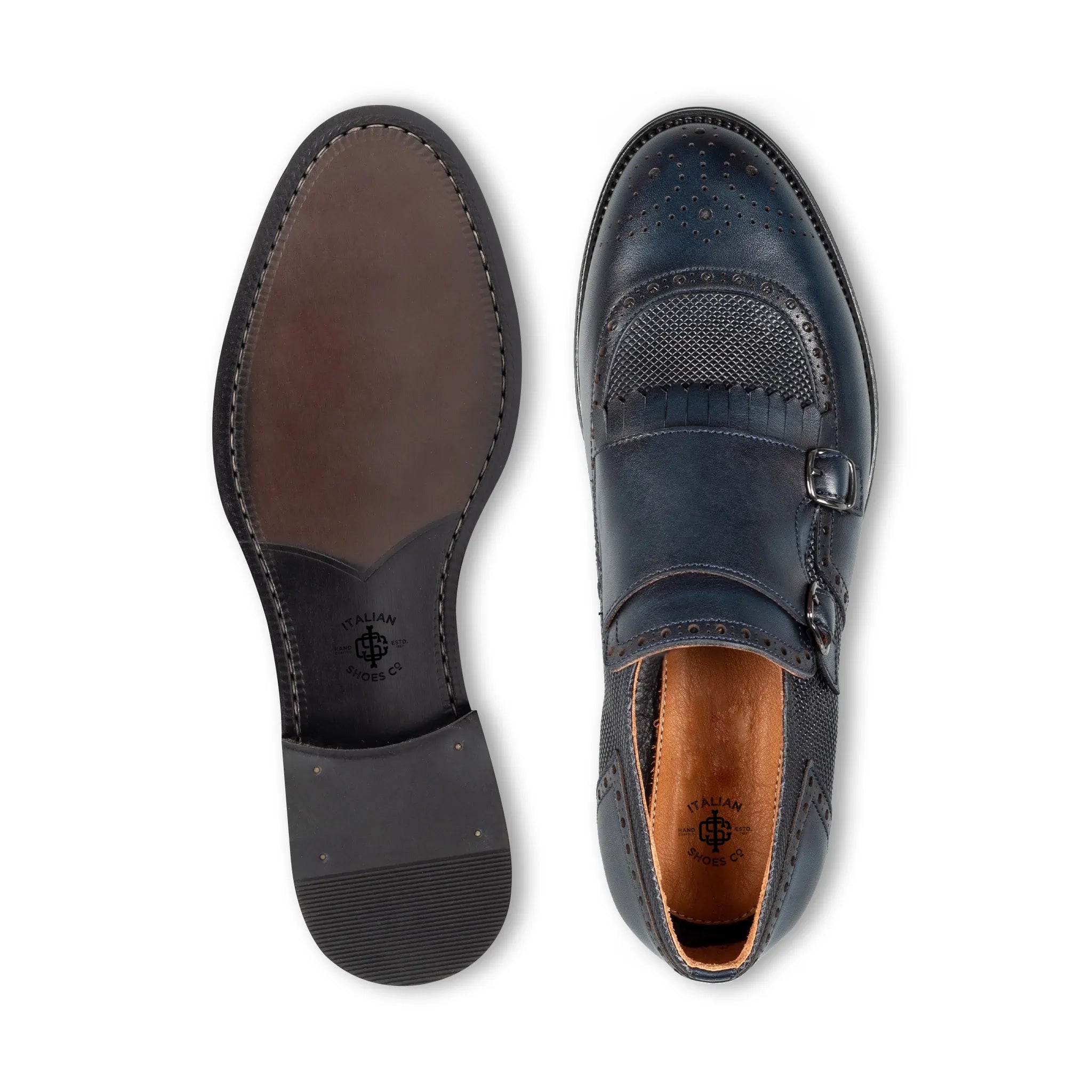 Navy Double Monk Strap Men s Shoes