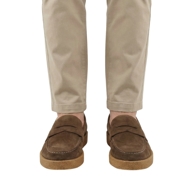 Rustic Crepe Sole Penny Loafers