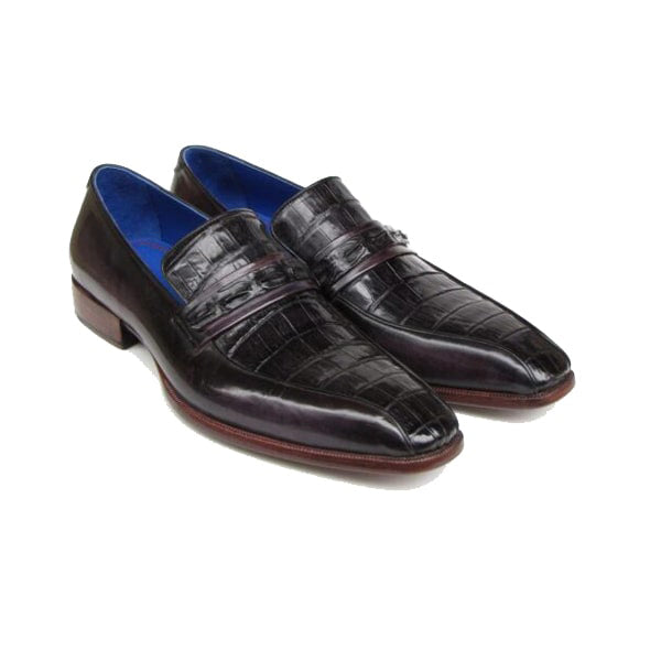 Black Leather Slip on Shoes