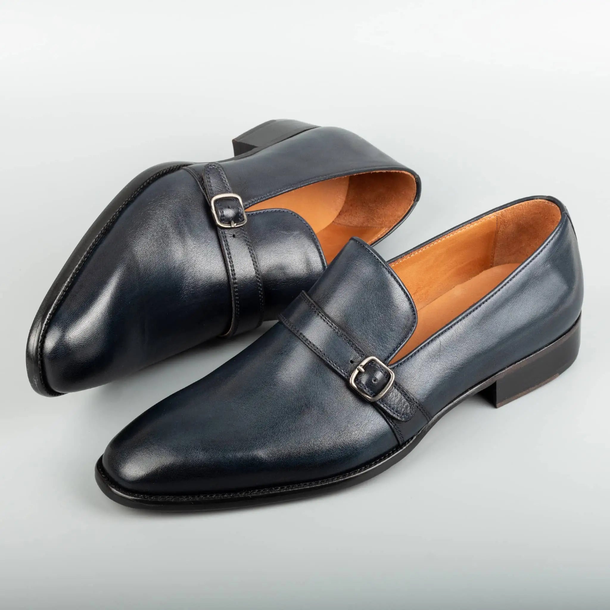 Midnight Single Monk Strap Men s Leather Shoes