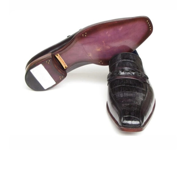 Black Leather Slip on Shoes