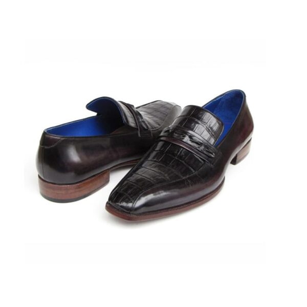 Black Leather Slip on Shoes
