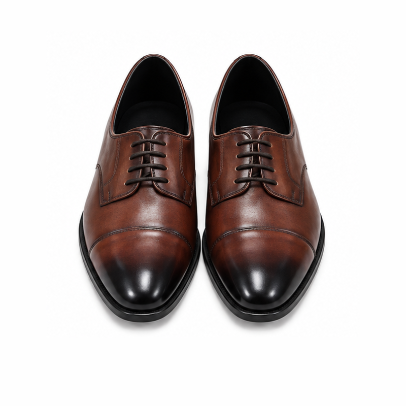 Aldo Rosso Cognac Burnished Cap-Toe Derby Shoes