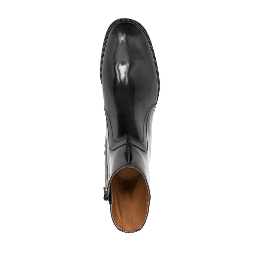 Gunmetal Waxed Leather Ankle Boots