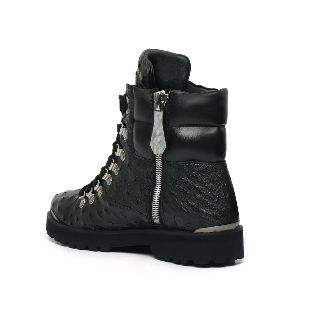 BLACK CHUNKY BOOT WITH NEW SHAPE WITH METAL PLATE ON TOE