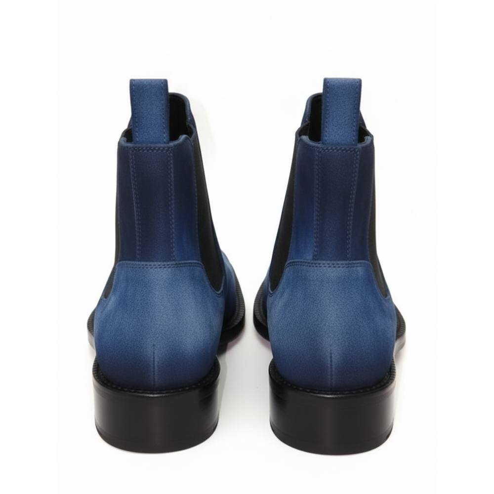 Azure Patina Leather Chelsea Boots