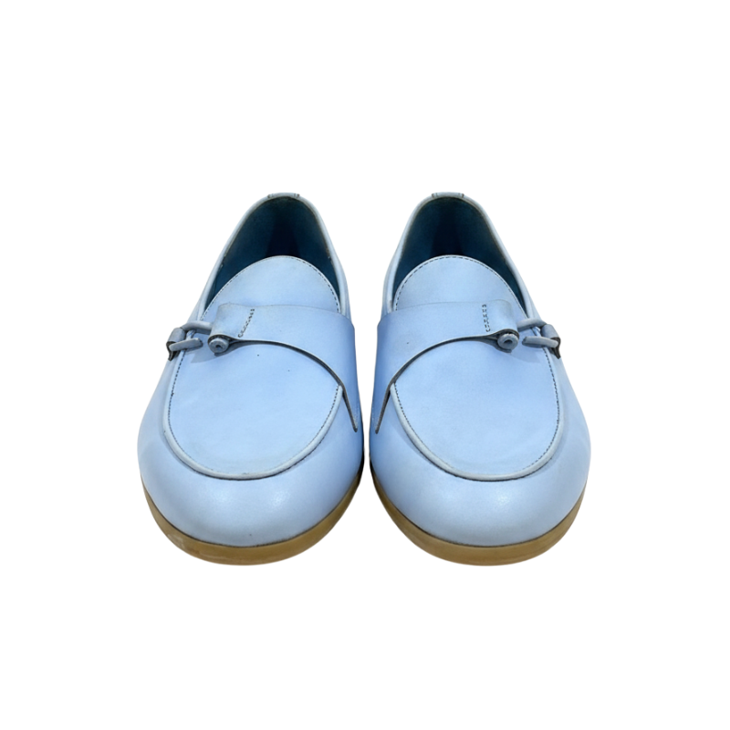 Azure Grace Buckle Leather Loafers