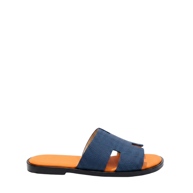 Azure H-Style Textured Strap Leather Slippers