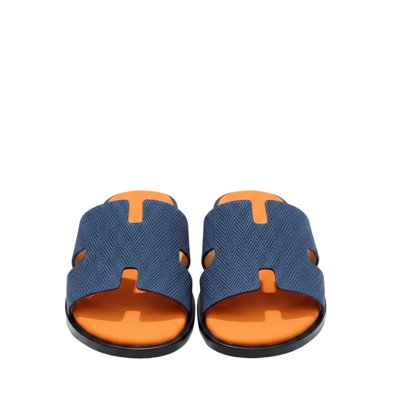 Azure H-Style Textured Strap Leather Slippers