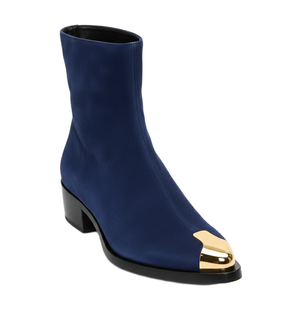 Punk Suede Golden Toe Boots