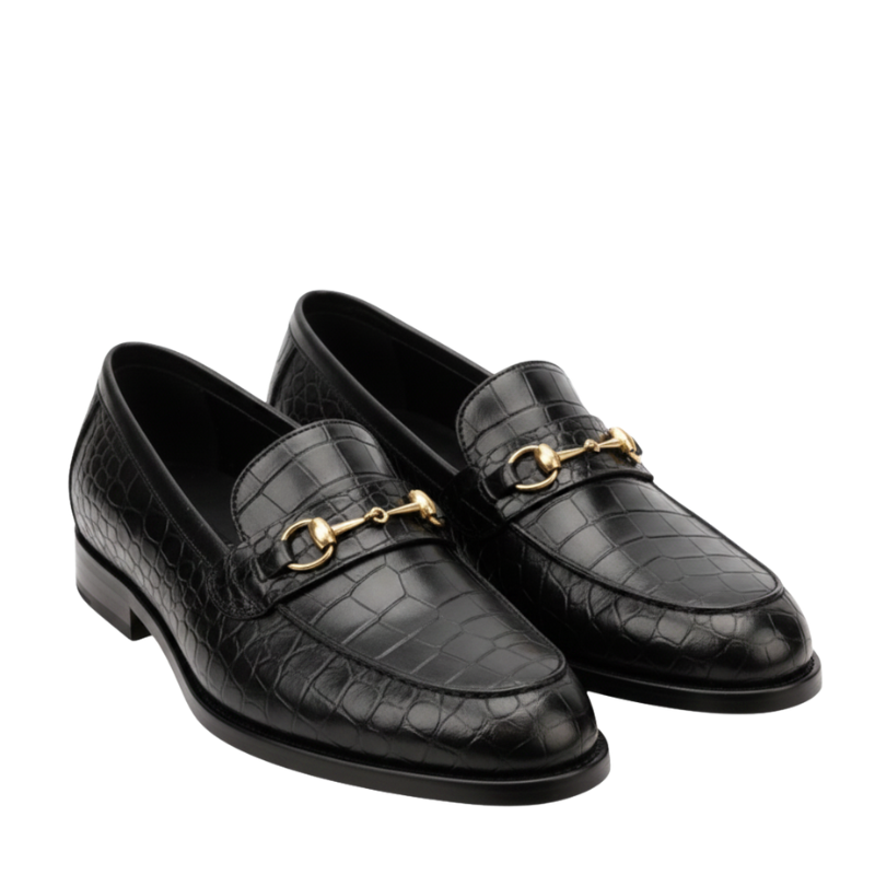 Italian Sophistication Croc Horsebit Leather Loafers