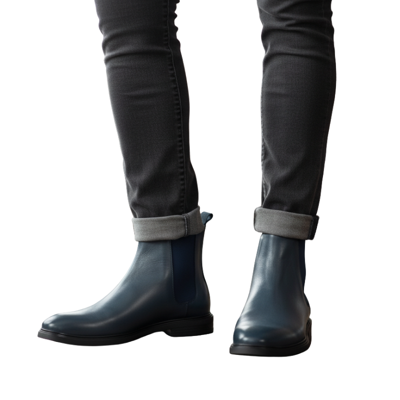 Mens Polished Leather Chelsea Boots