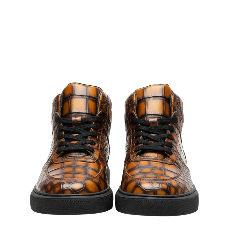 Inferno Stride Croc Texture High-Top Sneakers