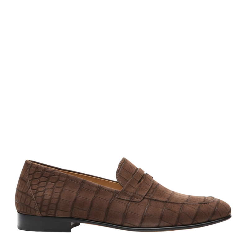 Baron Croc Textured Suede Loafer