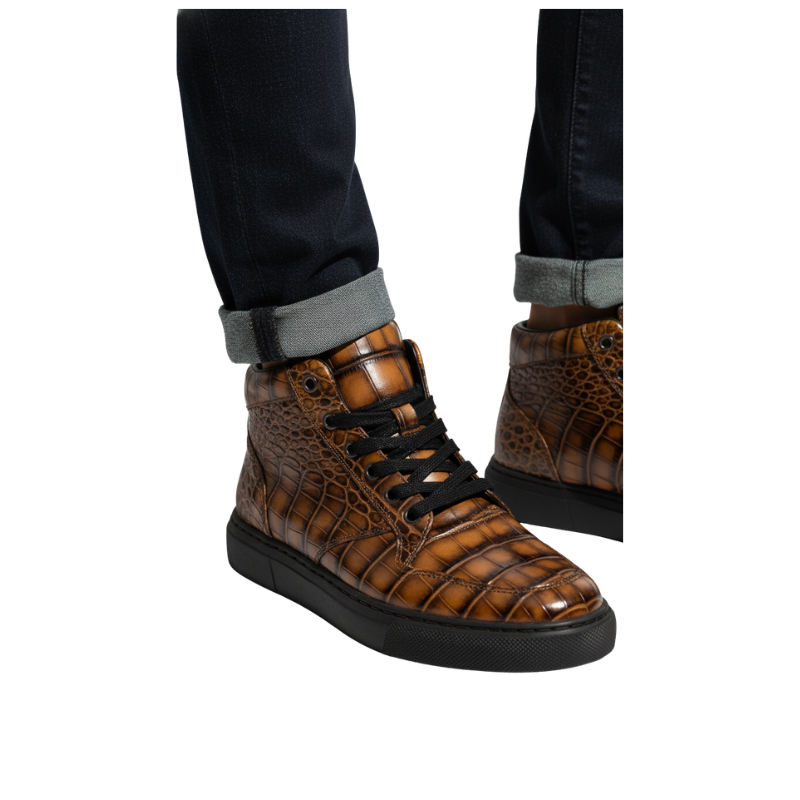 Inferno Stride Croc Texture High-Top Sneakers
