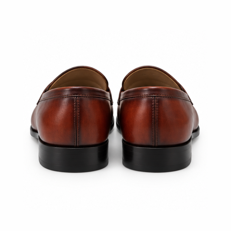 Castello Mahogany Burnished Penny Loafers