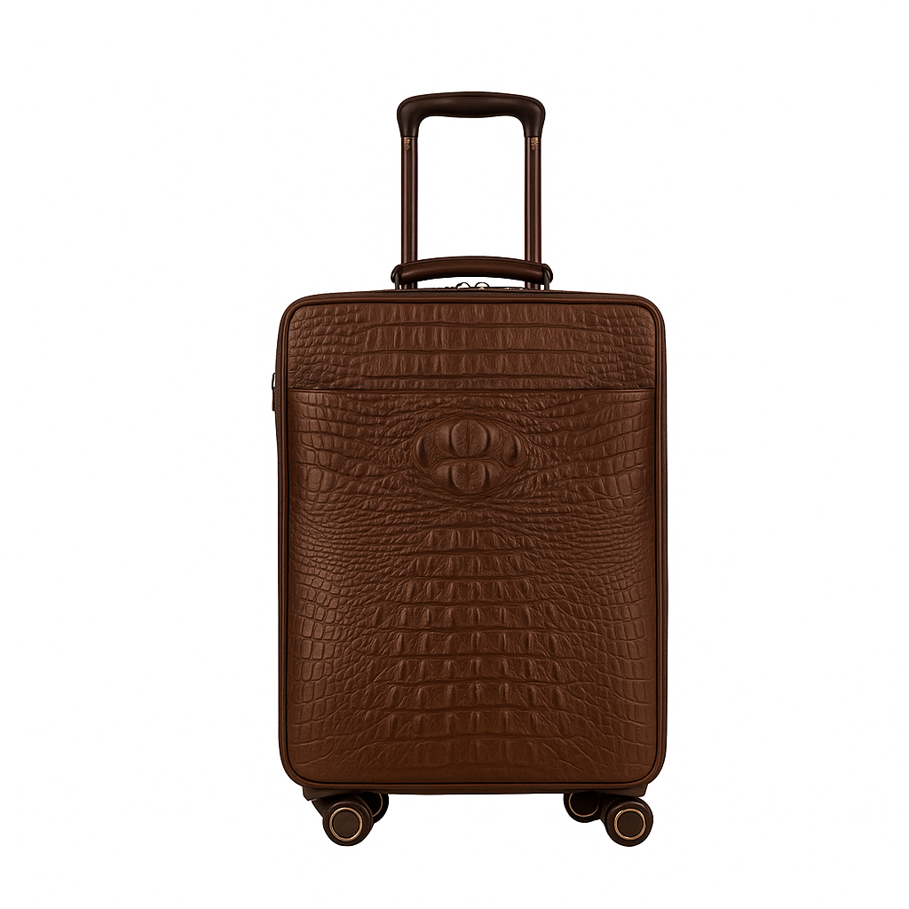 Premium Crocodile & Alligator Leather Black Trolley Travel Bag