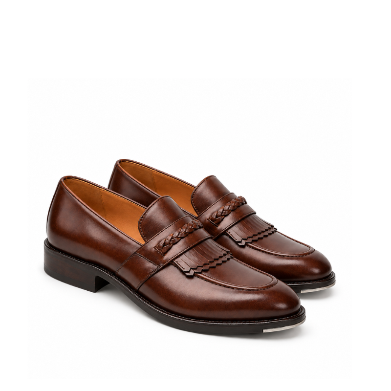 Classic Braided Fringe Leather Loafer