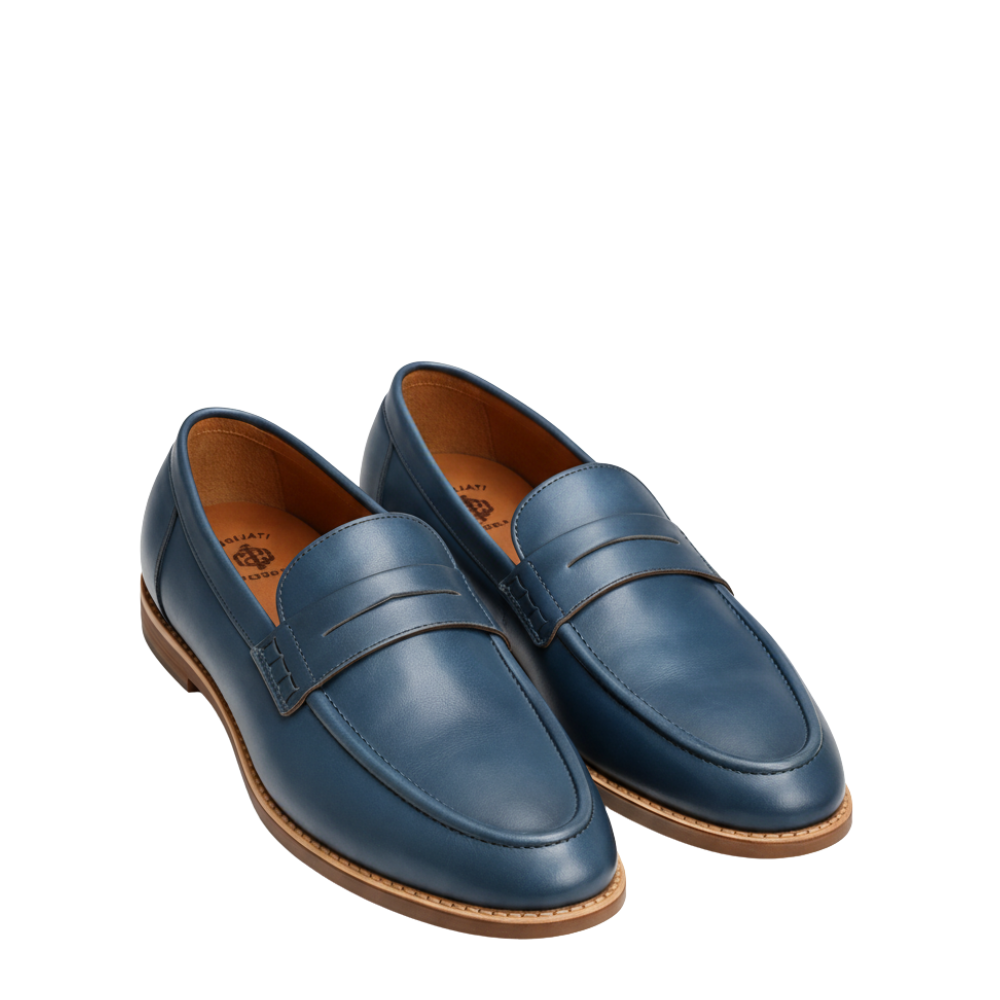Classic Luxe Ocean Leather Penny Loafers
