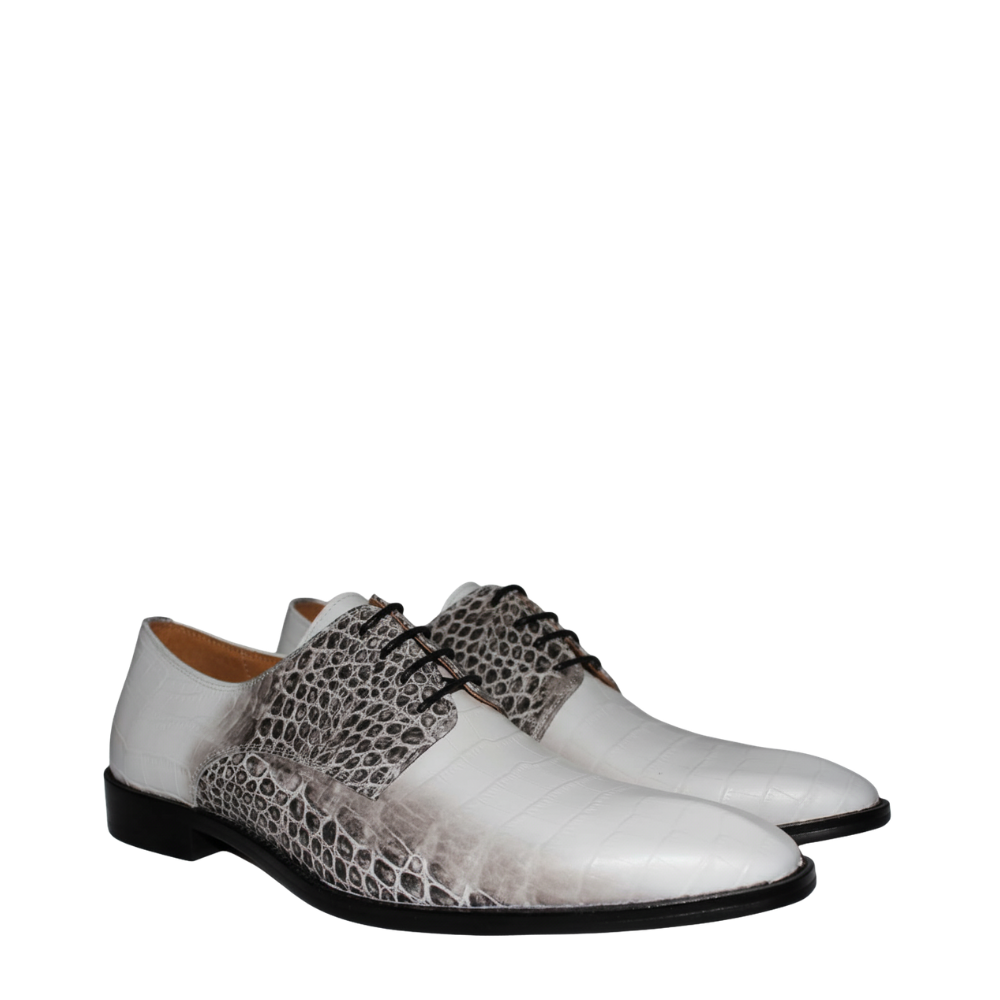 Croc Panel Lace-Up Oxfords
