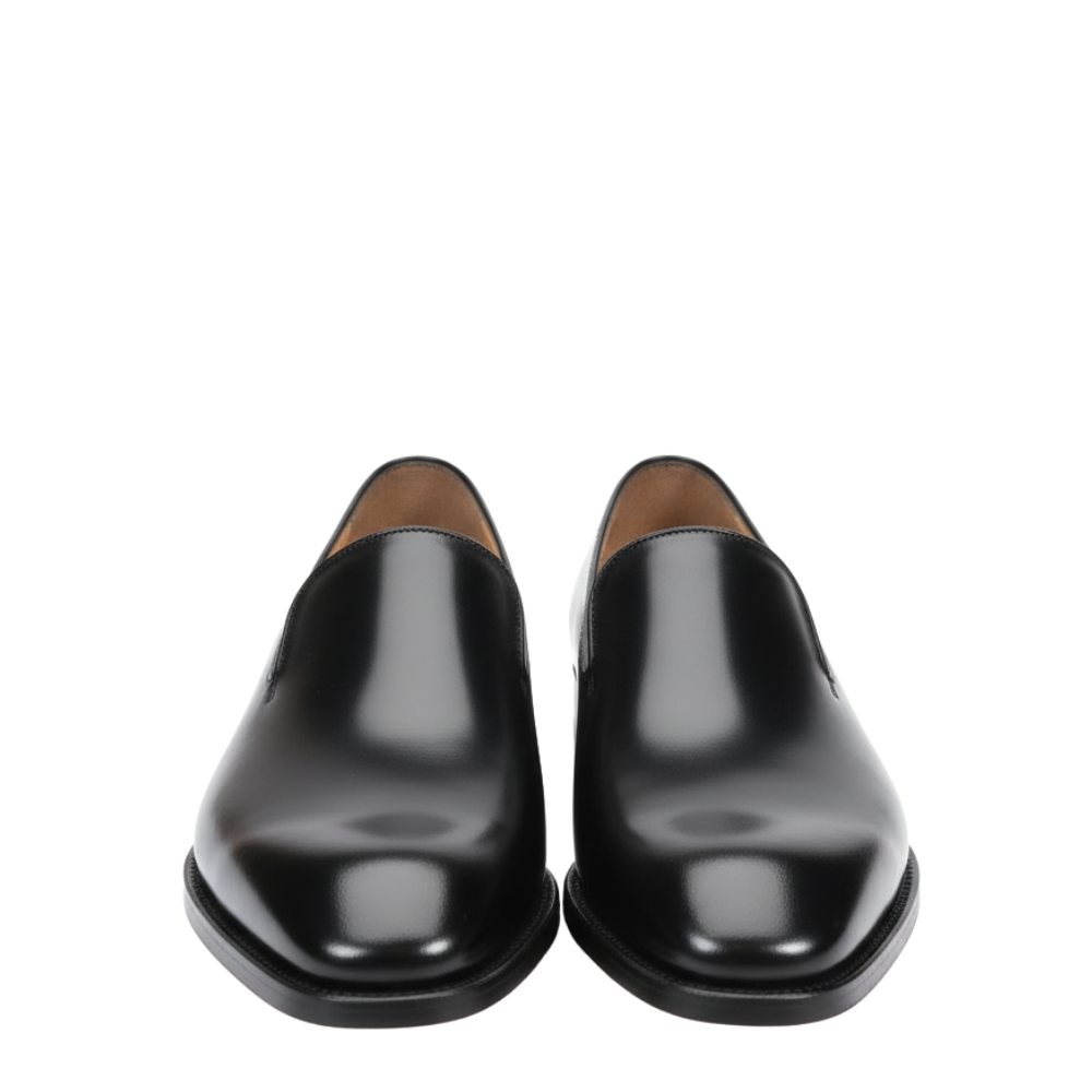 Classic Deep Glossy Leather Slip-On Loafers