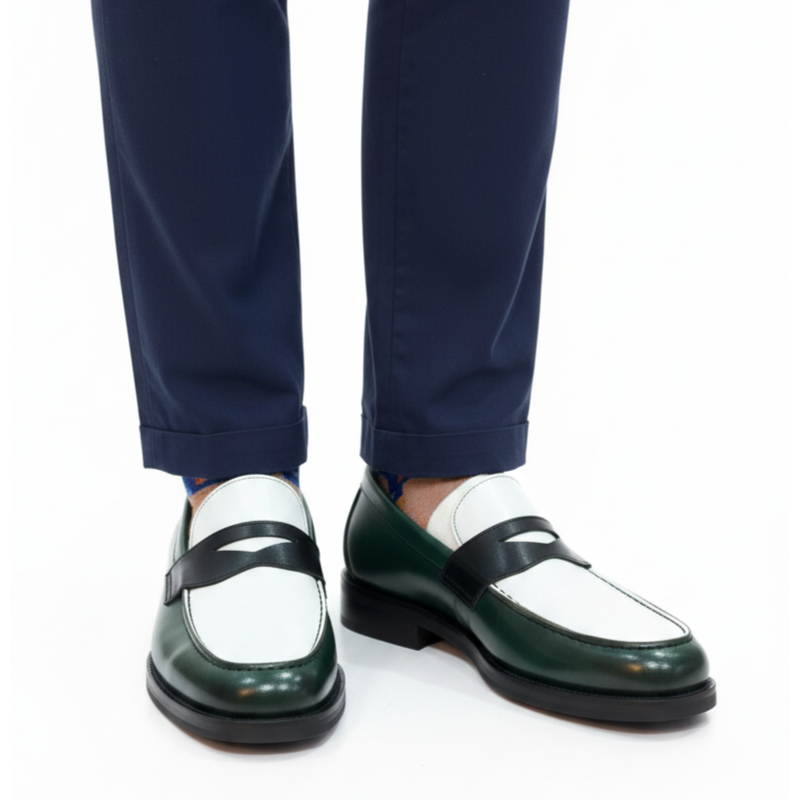 Classic Dual Tone Fusion Loafers With Bold Detailing