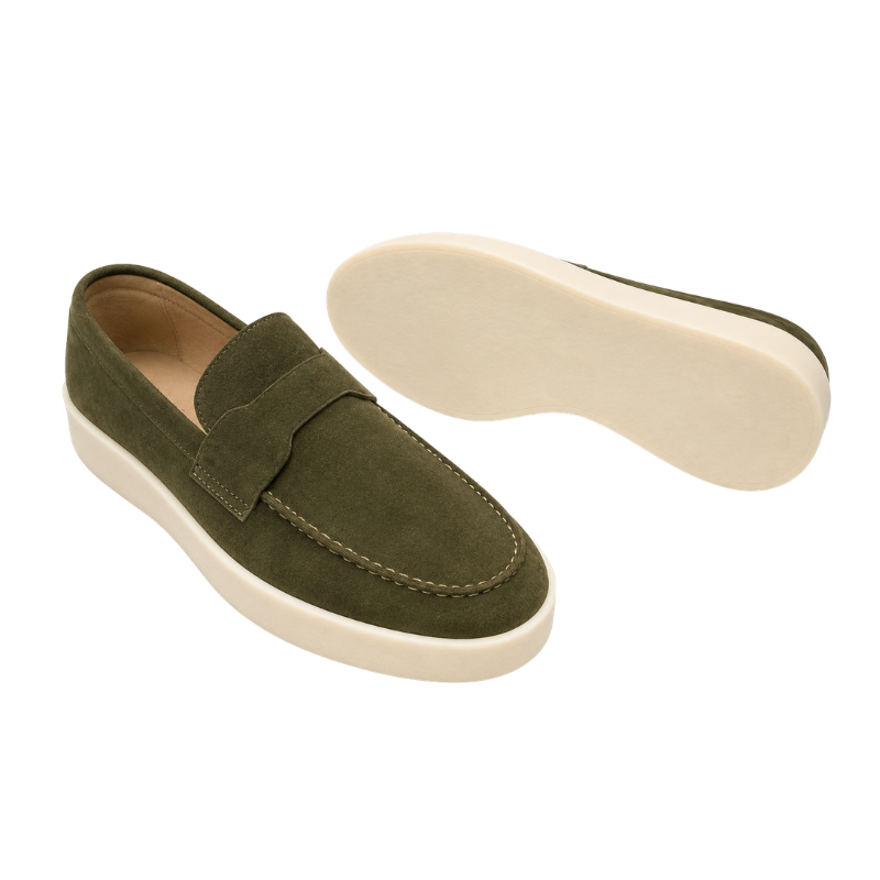 Classic Smooth Suede Craft Flat Sole Penny Loafer