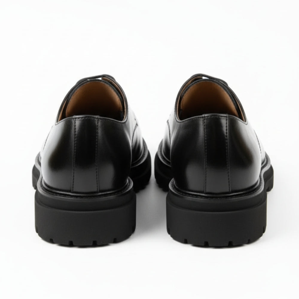 Classic Noir Leather Derby Shoes