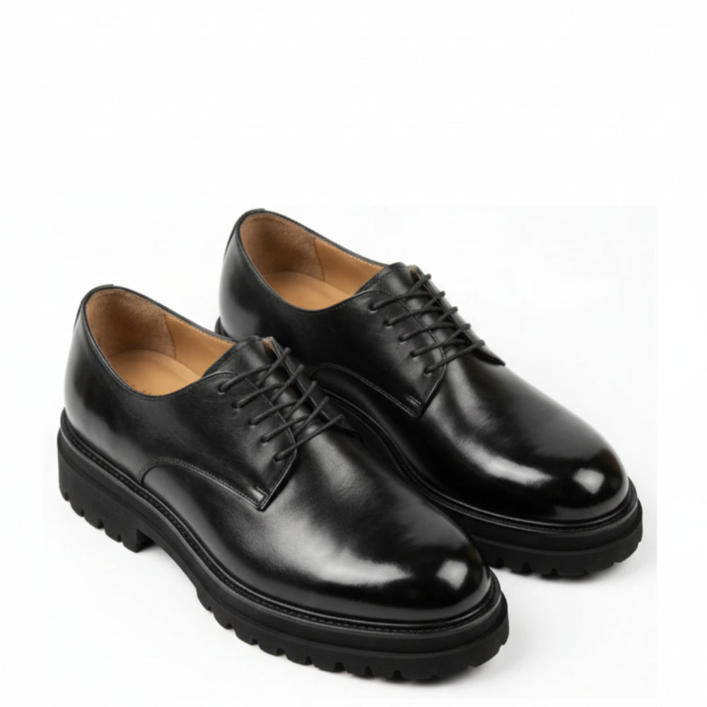 Classic Noir Leather Derby Shoes
