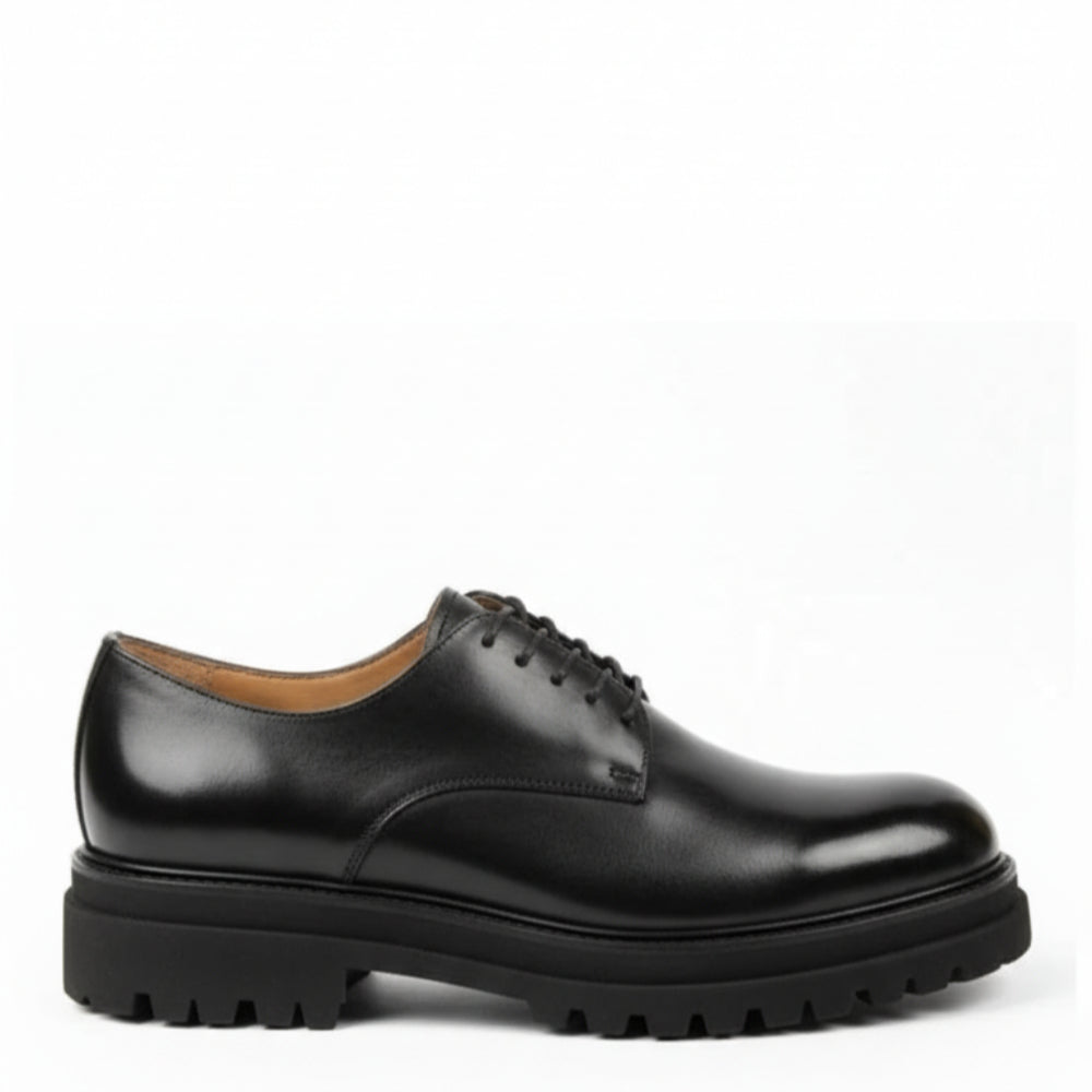 Classic Noir Leather Derby Shoes