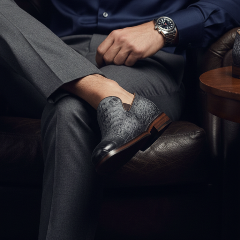 Classic Silvercrest Italian Croc Loafers