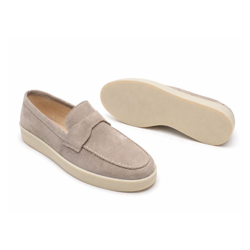 Classic Smooth Suede Craft Flat Sole Penny Loafer