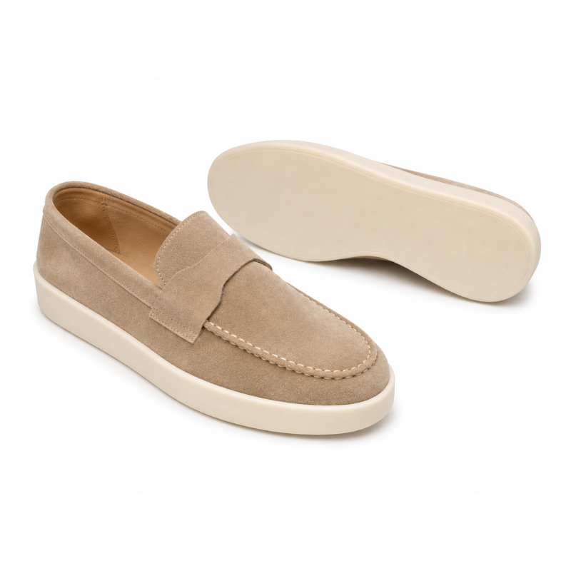 Classic Smooth Suede Craft Flat Sole Penny Loafer