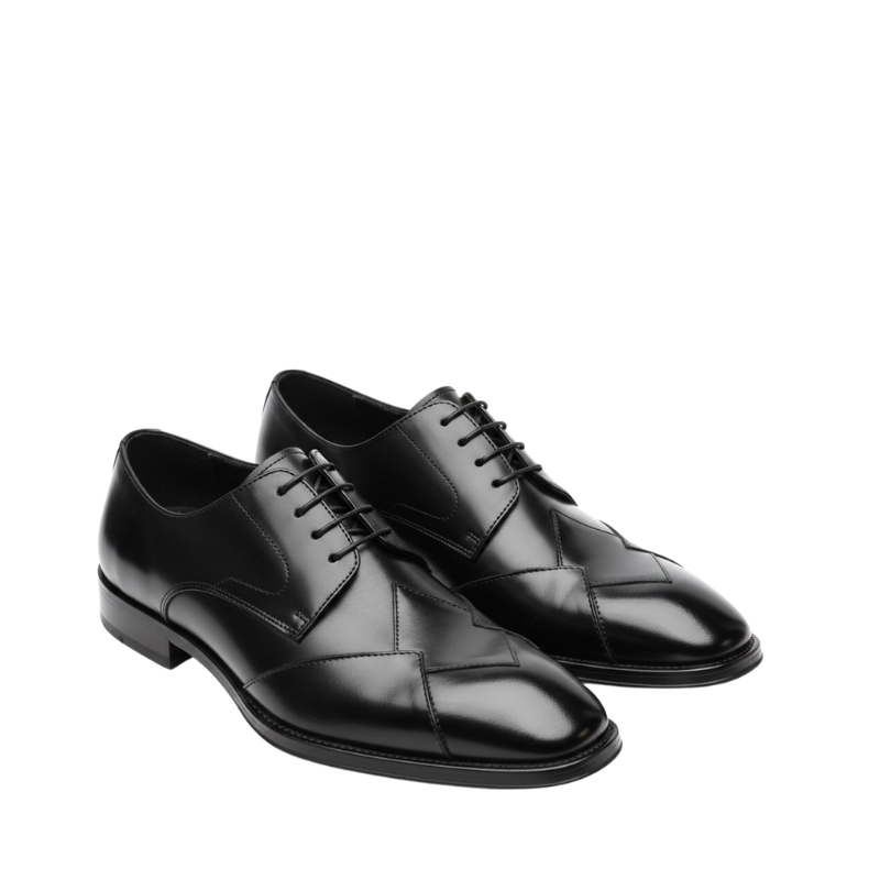 Classic Two Tone Brogue Oxfords With Geometry Elegance