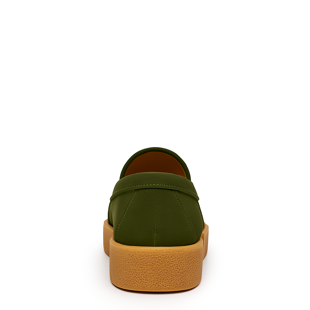Men Suede Round Toe Loafer Olive