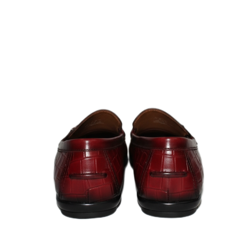 Crimson Croc Bit Driving Loafers