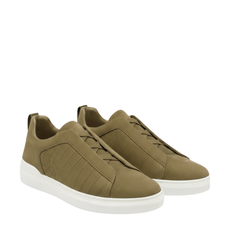 Croc Panel Minimalist Lace Sneakers