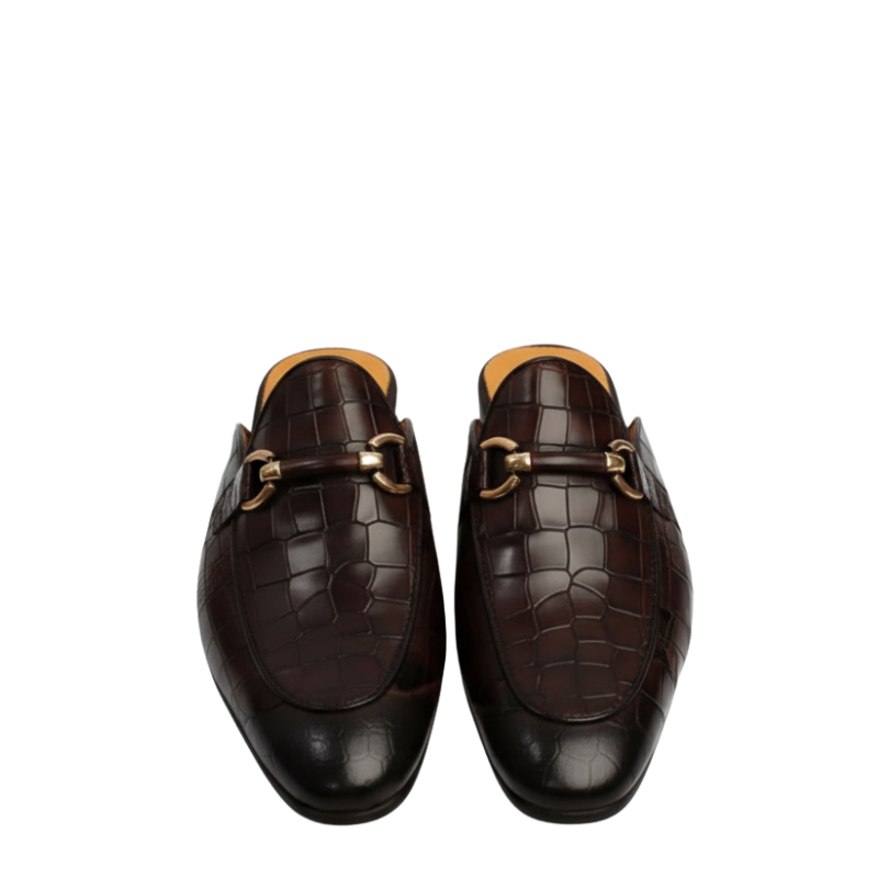 Croc Textured Leather Luxe Fit Mules